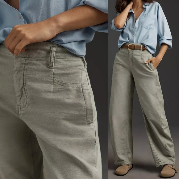 NEW Anthropologie Pilcro The Vintage Bow Barrel Full Length Pants 29 Grey $148 - Picture 2 of 16